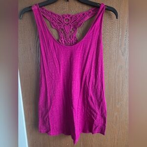 Women's Pink/Purple Lace Back Tank Top